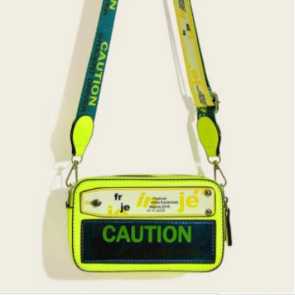Dolls Kill Handbags - NEW Neon Lime Green CAUTION Bag